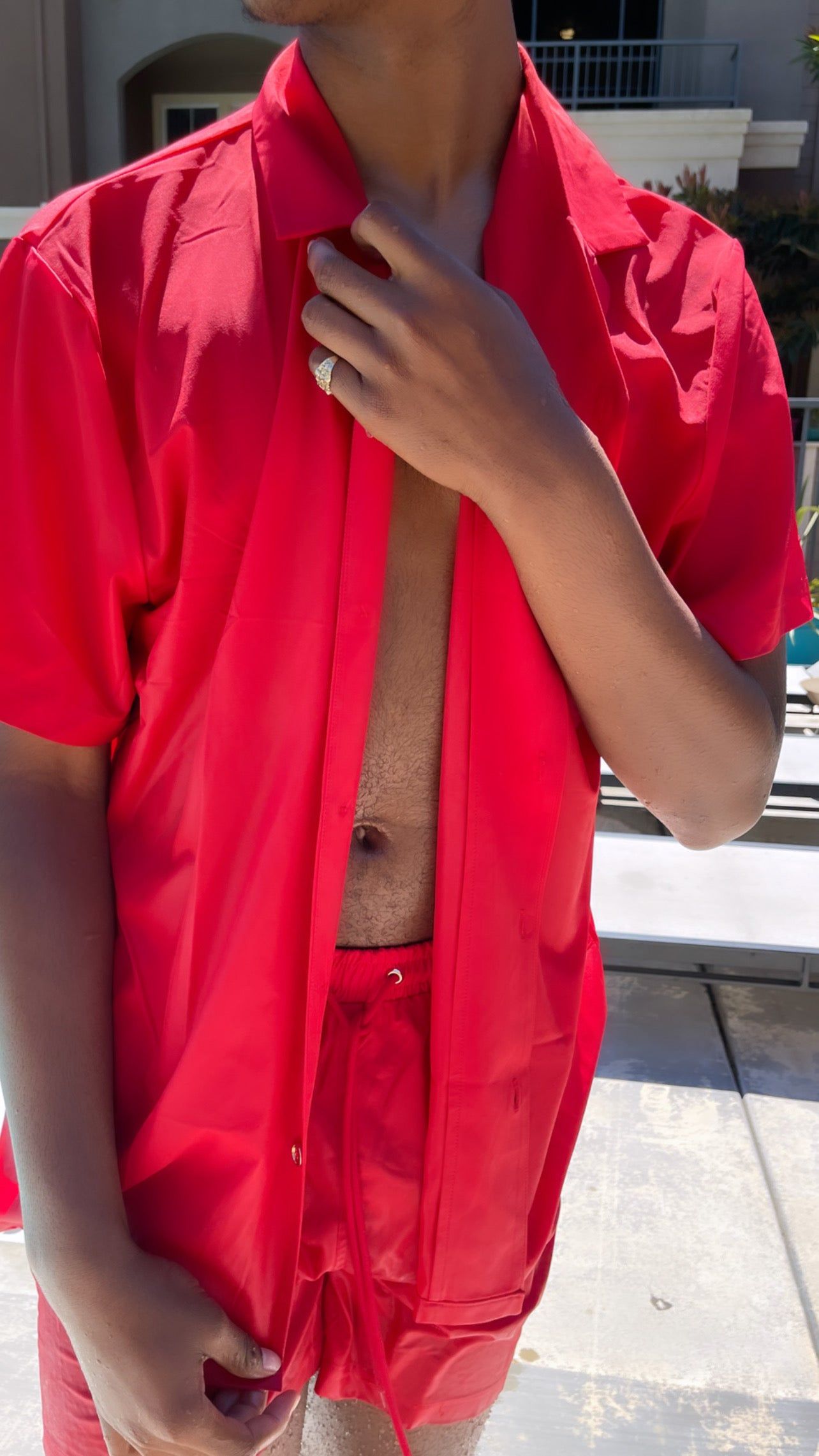 mischievous-men's-button-up-two-piece, sporty swimwear, two piece swimsuit